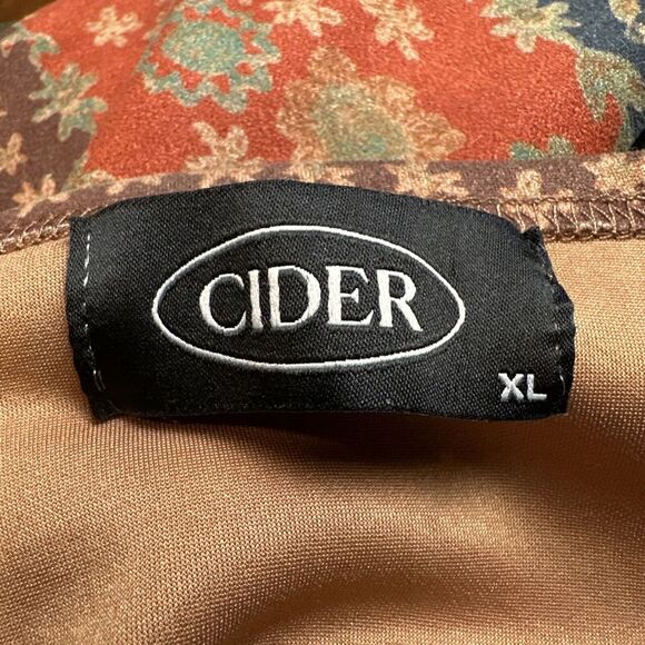 Cider Retro Floral Striped Cut Out Mini Dress Fall Keyhole Size XL - Picture 3 of 7